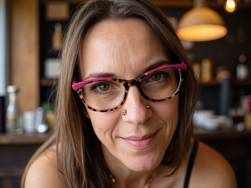 Mit dem KI-Avatar erstelltes Porträt in einem Café